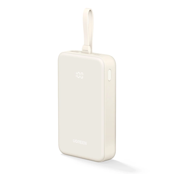 Powerbank Ugreen PB505 20000mAh 22.5W USB-C USB-A wbudowany kabel USB-C - biały