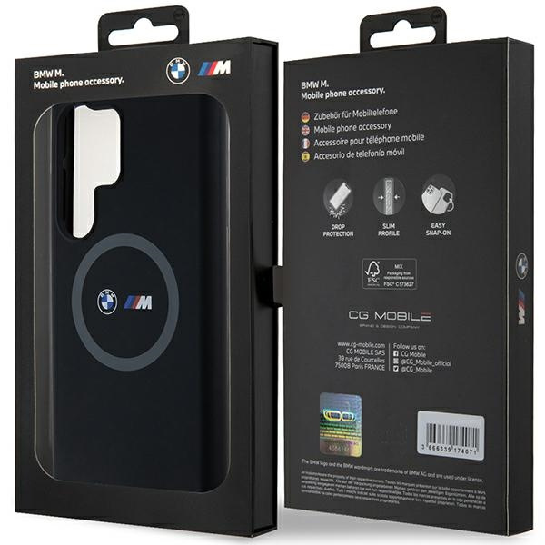 Etui BMW M Silicone Printed Ring MagSafe na Samsung Galaxy S24 Ultra - czarne