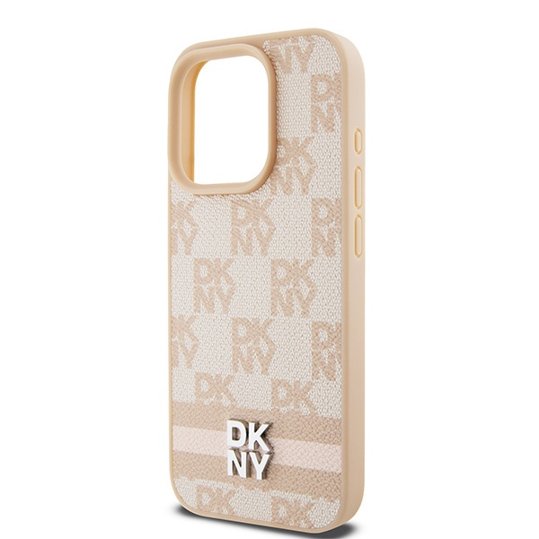 DKNY DKHCP15XPCPTSSP iPhone 15 Pro Max6.7" różowy/pink hardcase Leather Checkered Mono Pattern & Printed Stripes