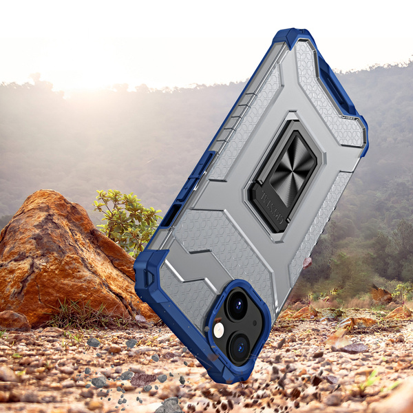 CRYSTAL RING CASE KICKSTAND TOUGH RUGGED COVER FOR IPHONE 12 BLUE