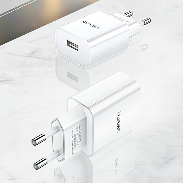 USAMS Ład. siec. 1xUSB T18 2,1A (only head) biały/white Fast Charging CC075TC01