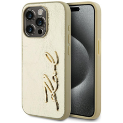 Etui Karl Lagerfeld Wrinkled Metal       Signature do iPhone 15 Pro Max złoty