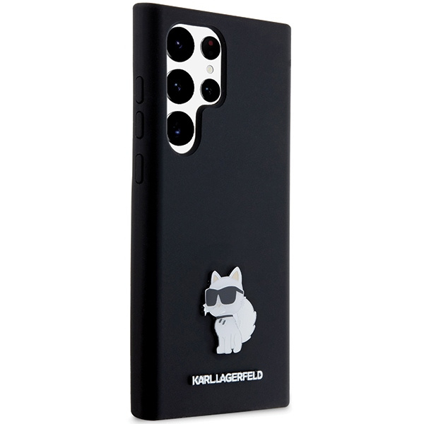 Etui Karl Lagerfeld Silicone Choupette Metal Pin na Samsung Galaxy S23 Ultra - czarne