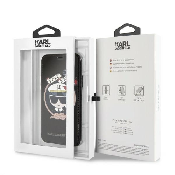 KARL LAGERFELD KLFLBKPXSB IPHONE X/XS BLACK/BLACK BOOKCASE SIGNATURE GLITTER