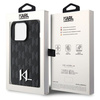 KARL LAGERFELD KLHCP15LPKLPKLK IPHONE 15 PRO 6.1" CZARNY/BLACK HARDCASE LEATHER MONOGRAM HOT STAMP METAL LOGO