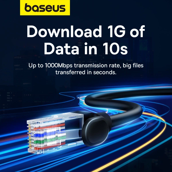 Baseus High Speed ​​Cat 5 RJ-45 1000Mb/s Ethernet cable 10m round - black