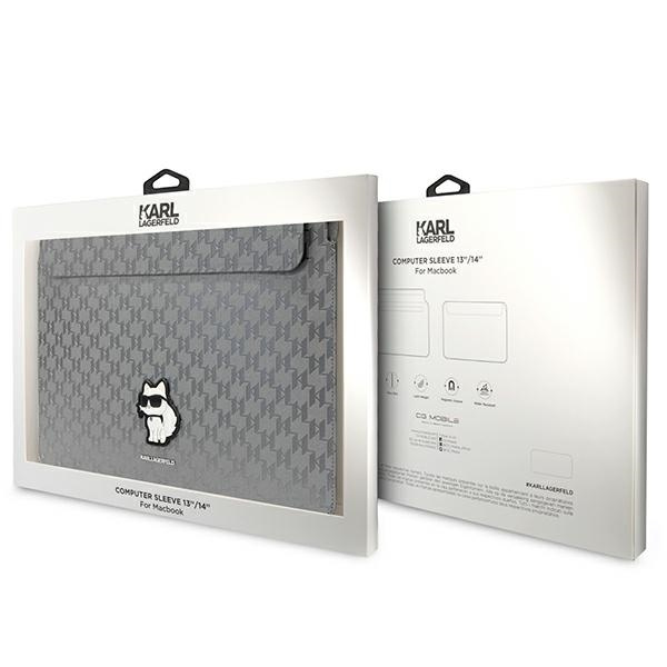 Pokrowiec Karl Lagerfeld Saffiano Monogram Choupette na laptopa 14" - srebrny