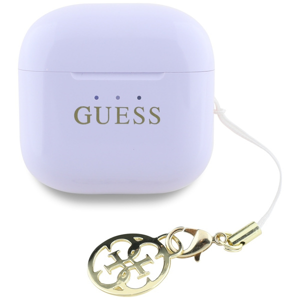Słuchawki TWS Guess Glossy Effect        Printed Classic Logo & Charm lawendowy