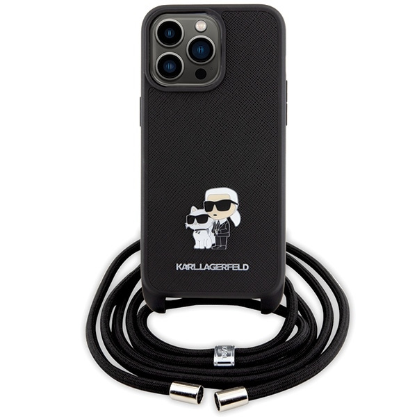Etui Karl Lagerfeld Crossbody Saffiano Metal Pin Karl&Choupette na iPhone 15 Pro Max - czarne