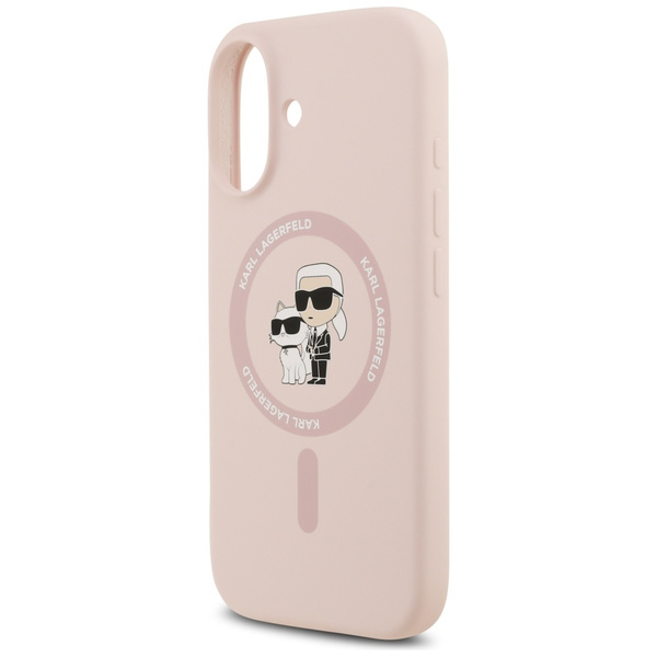Etui Karl Lagerfeld Silicone             Karl&Choupette Ring MagSafe do iPhone 17 różowy