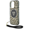 Etui Guess HC IML Leopard Triangle Cord  Strap do iPhone 16 Pro MagSafe brązowy