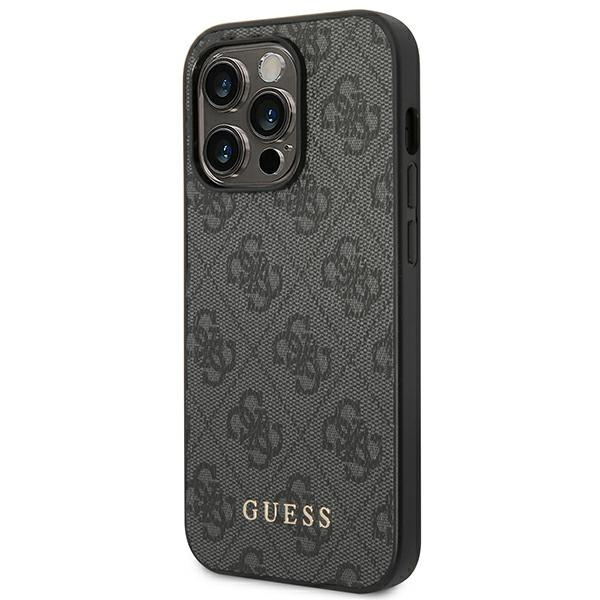 Guess GUHCP14XG4GFGR iPhone 14 Pro Max6,7" szary/grey hard case 4G Metal Gold Logo