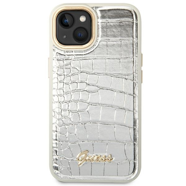 Guess GUHCP14MHGCRHS iPhone 14 Plus / 15 Plus 6.7" srebrny/silver hardcase Croco Collection