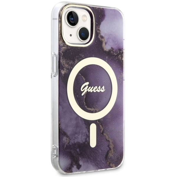 Guess GUHMP14SHTMRSU iPhone 14 / 15 / 136.1" purpurowy/purple hardcase Golden Marble MagSafe