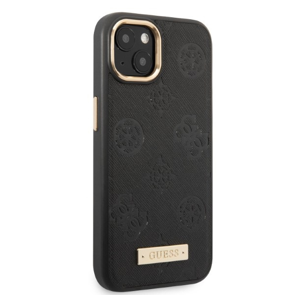 Guess GUHMP13MSAPSTK iPhone 13 / 14 / 15 6.1" czarny/black hardcase Peony Logo Plate MagSafe