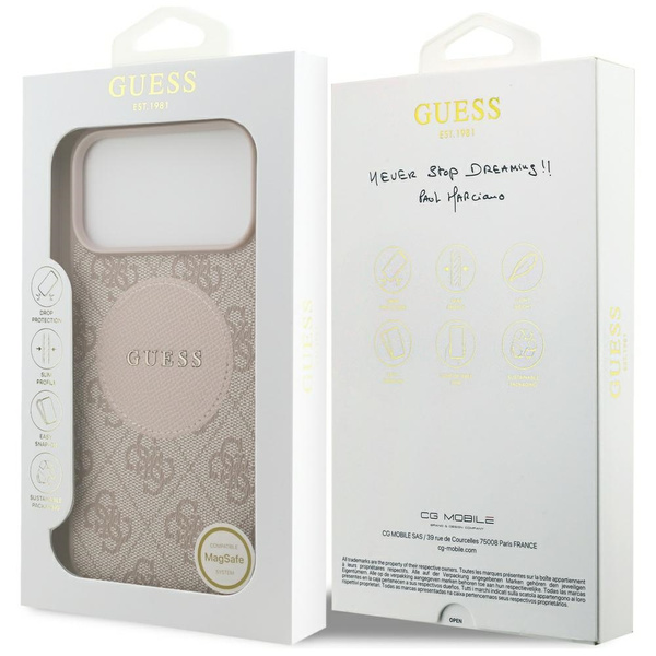 Etui Guess 4G Circle Classic Logo        MagSafe do iPhone 17 Pro Max różowy