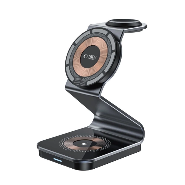 Tech-Protect QI15W-A29 3-in-1 Inductive Charger with MagSafe for Smartphone / Apple Watch / AirPods - Black