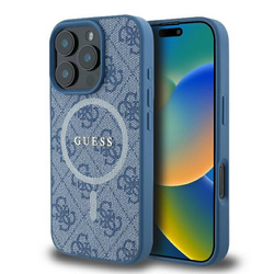 Guess GUHMP16LG4GFRB iPhone 16 Pro6.3" niebieski/blue hardcase 4G Ring Classic Logo MagSafe