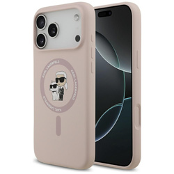 Etui Karl Lagerfeld Silicone Karl&Choupette Ring MagSafe do iPhone 17 Pro Max różowy