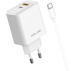 Ładowarka sieciowa Beline 45W            USB-A/USB-C + kabel USB-C/USB-C BLN2CW45C biały