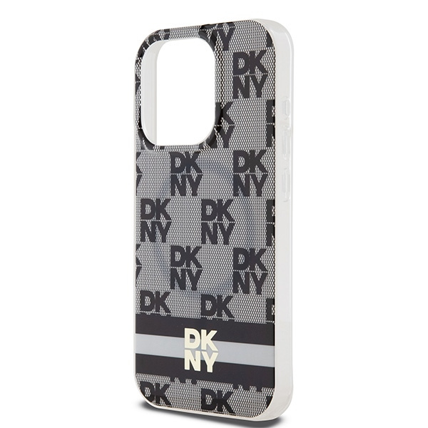 DKNY DKHMP14LHCPTSK iPhone 14 Pro6.1" czarny/black hardcase IML Checkered Mono Pattern & Printed Stripes MagSafe
