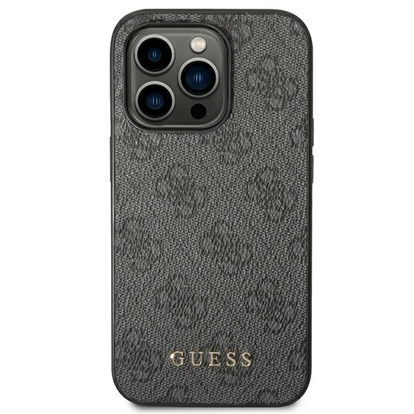 Guess GUHCP14XG4GFGR iPhone 14 Pro Max6,7" szary/grey hard case 4G Metal Gold Logo