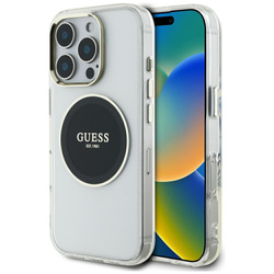 Etui Guess IML Metal Colored Circle Classic Logo MagSafe do iPhone 16 Pro czarny