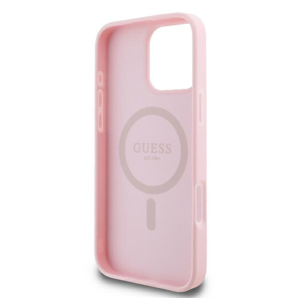 Guess GUHMP16LPGPYSP iPhone 16 Pro6.3" różowy/pink hardcase Peony Script Logo MagSafe