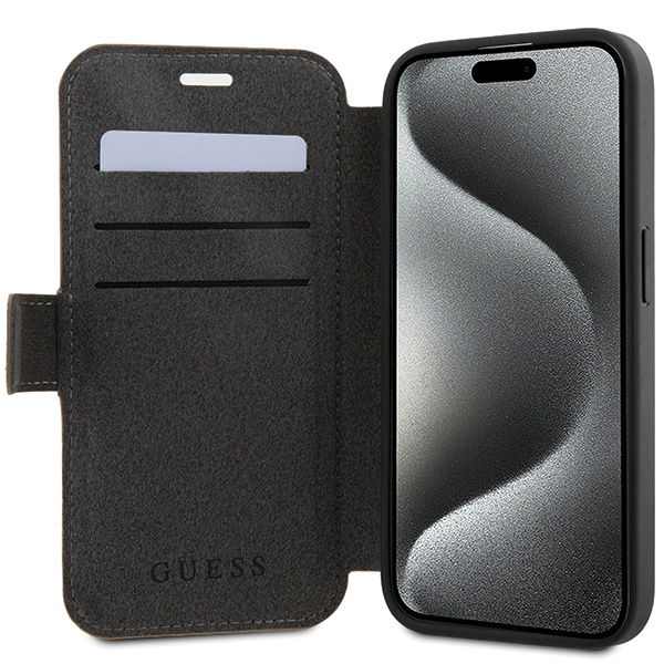 Guess GUBKP15L4GMGBR iPhone 15 Pro 6.1"brązowy/book book 4G Metal Logo