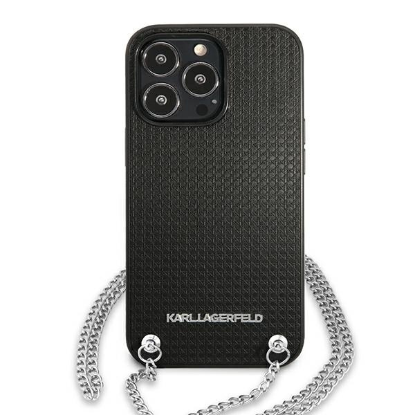 KARL LAGERFELD KLHCP13XPMK IPHONE 13 PRO MAX 6,7" HARDCASE CZARNY/BLACK LEATHER TEXTURED AND CHAIN