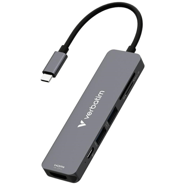 Adapter Hub Verbatim USB-C/HDMI/USB-A    3.2/USB-A 2.0/SD/microSD aluminiowy 32156