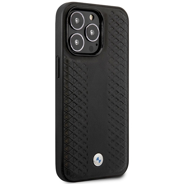 Case BMW BMHMP14L22RFGK iPhone 14 Pro 6.1" black/black Leather Diamond Pattern MagSafe