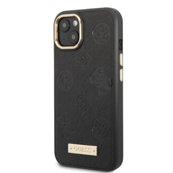 Guess GUHMP13MSAPSTK iPhone 13 / 14 / 15 6.1" czarny/black hardcase Peony Logo Plate MagSafe