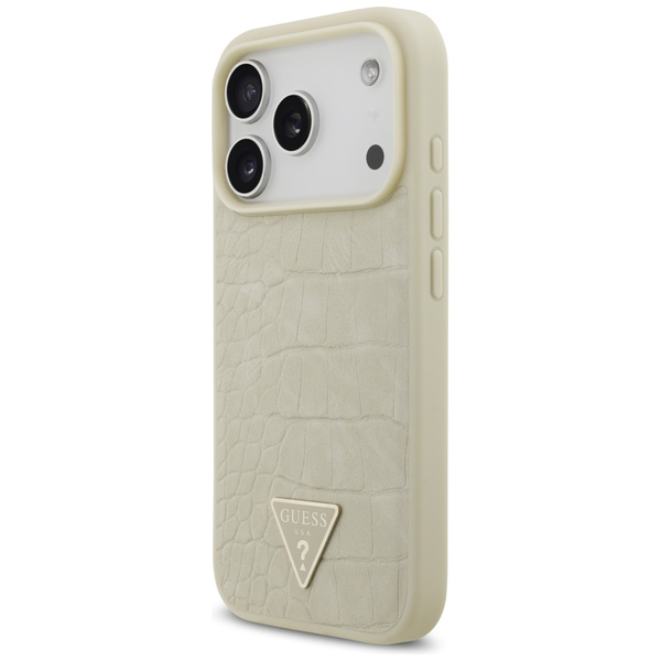 Etui Guess Croco Triangle Logo MagSafe   do iPhone 17 Pro złoty