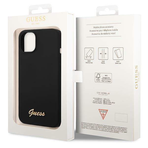 Guess GUHCP14MSLSMK iPhone 14 Plus / 15 Plus 6.7" czarny/black hard case Silicone Vintage Gold Logo