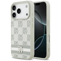 Etui DKNY Checkered with Printed Stripes do iPhone 17 Pro beżowy