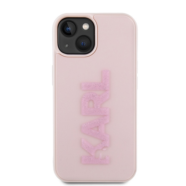 Etui Karl Lagerfeld 3D Rubber Glitter Logo na iPhone 15 - różowe