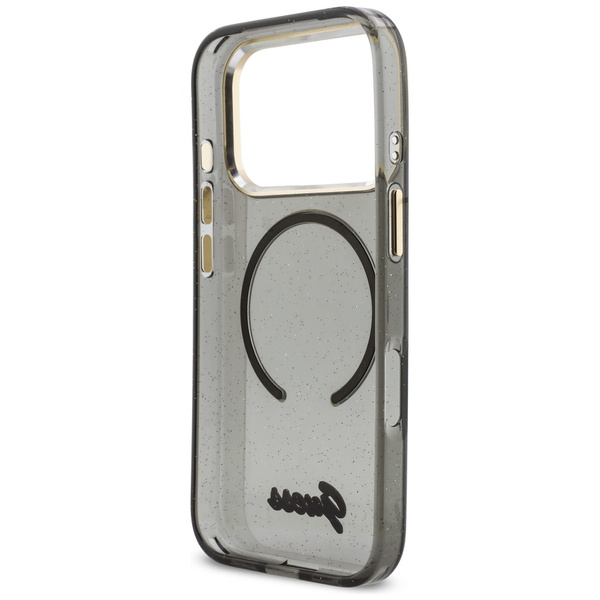 Etui Guess IML Glitters Script Strap     MagSafe do iPhone 17 Pro czarny