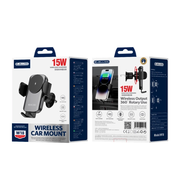 JELLICO car holder with wireless charging W18 15W Black