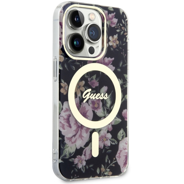 Guess GUHMP14LHCFWSK iPhone 14 Pro 6.1"czarny/black hardcase Flower MagSafe