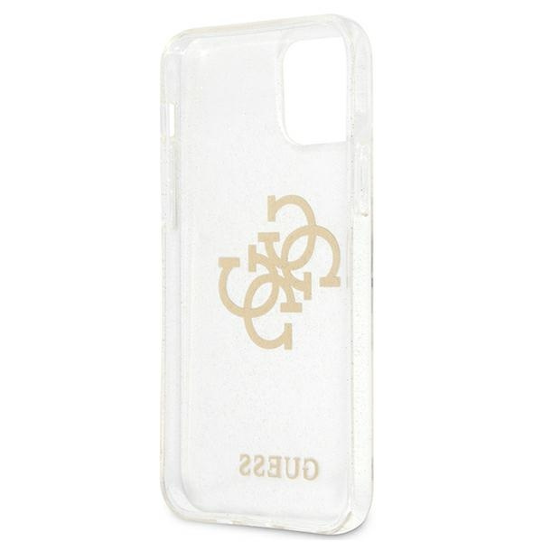 Guess GUHCP12LPCUGL4GTR iPhone 12 ProMax 6,7" transparent hard case Glitter 4G Big Logo