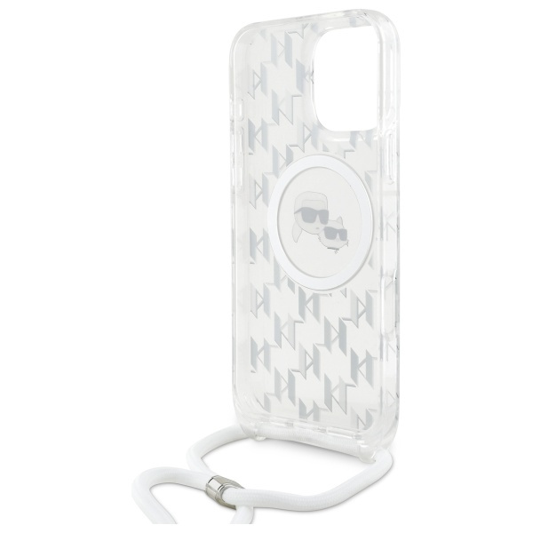 Karl Lagerfeld KLHMP16XHCKCKLCT iPhone    16 Pro Max 6.9" transparent hardcase IML Crossbody Monogram Karl & Choupette Head MagSafe