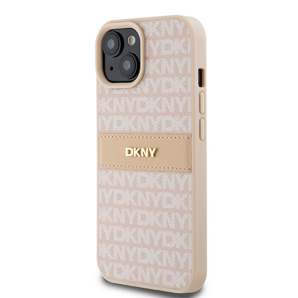 DKNY DKHCP15MPRTHSLP iPhone 15 Plus /14 Plus 6.7" różowy/pink hardcase Leather Mono Stripe & Metal Logo
