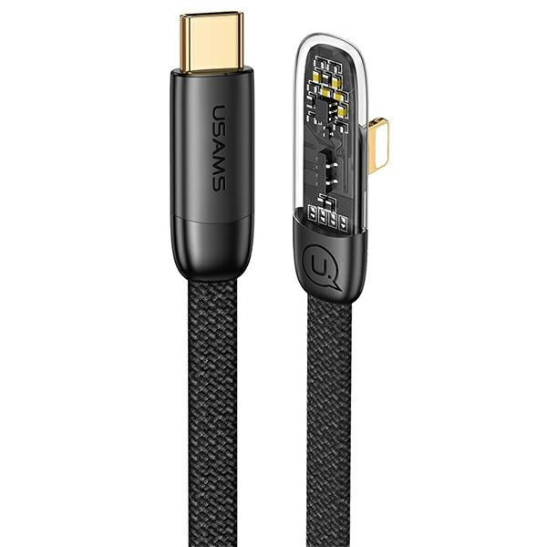 USAMS KABEL KĄTOWY USB-C NA LIGHTNING PD 20W FAST CHARGING ICEFLAKE SERIES 2M CZARNY /BLACK SJ586USB01 (US-SJ586)