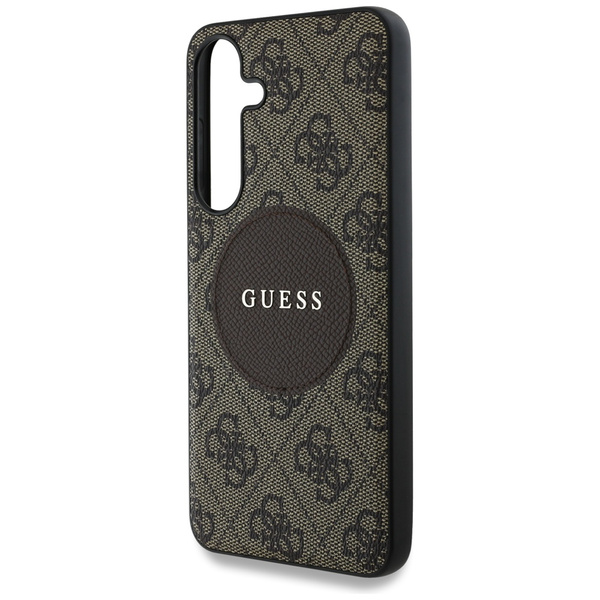 Etui Guess 4G Round Patch Classic Logo   MagSafe do Samsung Galaxy S25+ brązowy