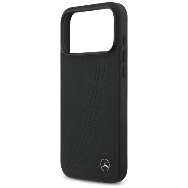 Etui Mercedes Leather Large Laurel Leave MagSafe do iPhone 17 Pro Max czarny