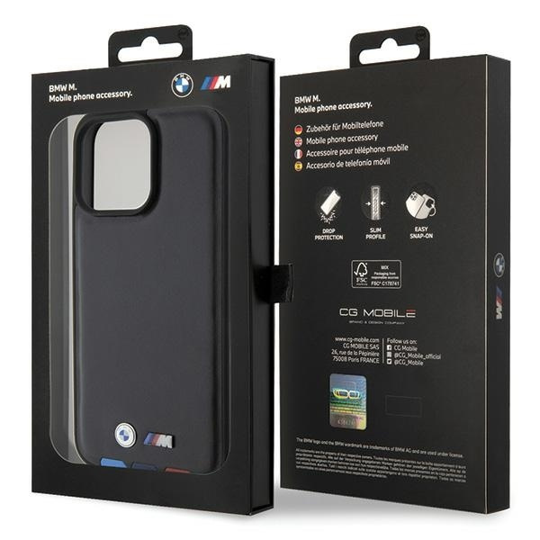 Etui BMW Leather Stamp Tricolor do iPhone 15 Pro Max - czarne