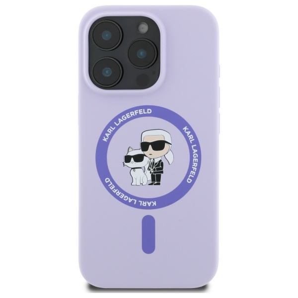 Karl Lagerfeld KLHMP16LSCMKCRHU iPhone 16 Pro fioletowy/purple HC MagSafe Silicone KC Heads Ring