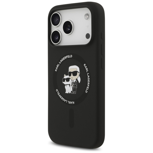 Etui Karl Lagerfeld Silicone             Karl&Choupette Ring MagSafe do iPhone 17 Pro Max czarny