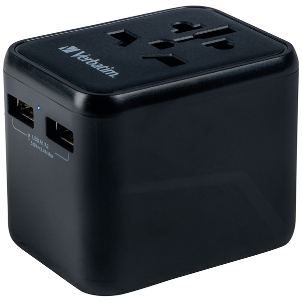 Verbatim Adapter podróżny EU/UK/US2xUSB-A UTA-01 czarny/black 49543
